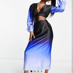 ASOS Design Maxi Beach Skirt & Wrap Beach Top- Blue Ombré